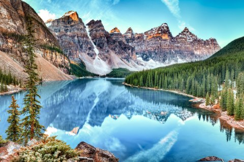 Obraz Wieloczęściowy Jezioro Moraine W Parku Narodowym Banff, Kanada Obraz Wieloczęściowy Jezioro Moraine W Parku Narodowym Banff, Kanada