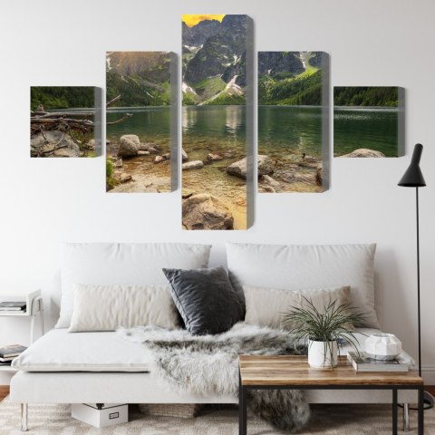 Obraz Wieloczęściowy Morskie Oko W Tatrach O Zachodzie Słońca 3D Obraz Wieloczęściowy Morskie Oko W Tatrach O Zachodzie Słońca 3D