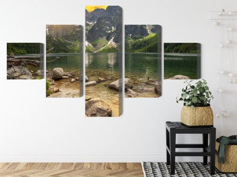 Obraz Wieloczęściowy Morskie Oko W Tatrach O Zachodzie Słońca 3D Obraz Wieloczęściowy Morskie Oko W Tatrach O Zachodzie Słońca 3D