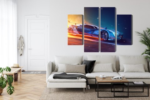 Obraz Wieloczęściowy Futurystyczny Samochód Sportowy 3D