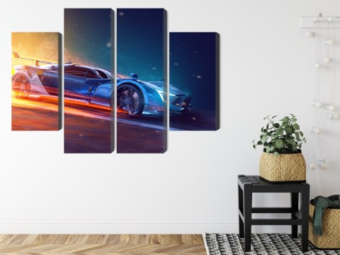 Obraz Wieloczęściowy Futurystyczny Samochód Sportowy 3D