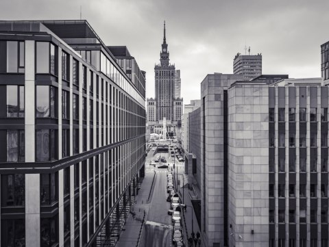 Obraz Wieloczęściowy Czarno-Biała Panorama Centrum Warszawy