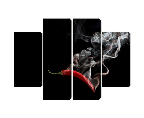 Obraz Wieloczęściowy Czerwone Chili Z Dymem Obraz Wieloczęściowy Czerwone Chili Z Dymem