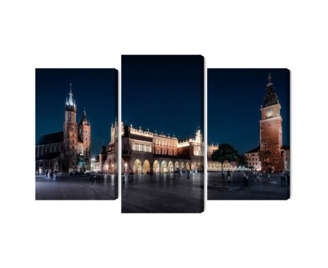 Obraz Wieloczęściowy Krakowskie Sukiennice I Wieża Mariacka Nocą Obraz Wieloczęściowy Krakowskie Sukiennice I Wieża Mariacka Nocą