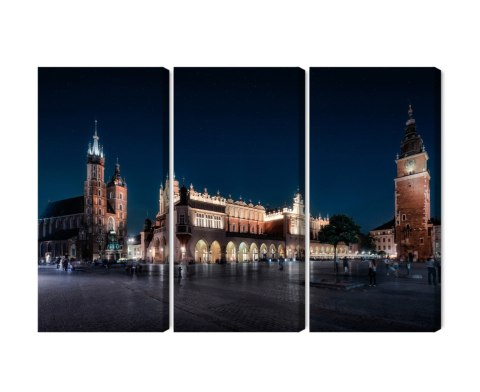 Obraz Wieloczęściowy Krakowskie Sukiennice I Wieża Mariacka Nocą Obraz Wieloczęściowy Krakowskie Sukiennice I Wieża Mariacka Nocą