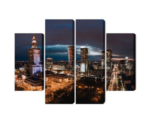 Obraz Wieloczęściowy Panorama Centrum Warszawy Nocą Obraz Wieloczęściowy Panorama Centrum Warszawy Nocą