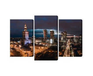 Obraz Wieloczęściowy Panorama Centrum Warszawy Nocą