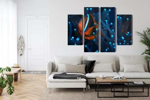 Obraz Wieloczęściowy Błazenek W Anemonie 3D Obraz Wieloczęściowy Błazenek W Anemonie 3D