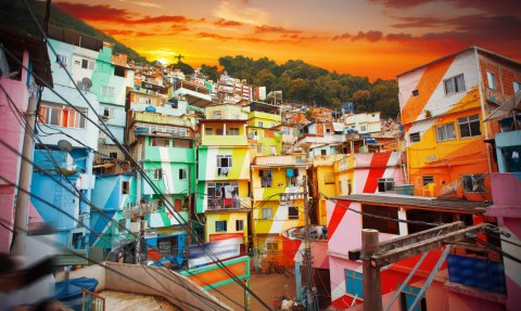 Obraz Wieloczęściowy Centrum Rio De Janeiro I Kolorowa Fawela Obraz Wieloczęściowy Centrum Rio De Janeiro I Kolorowa Fawela