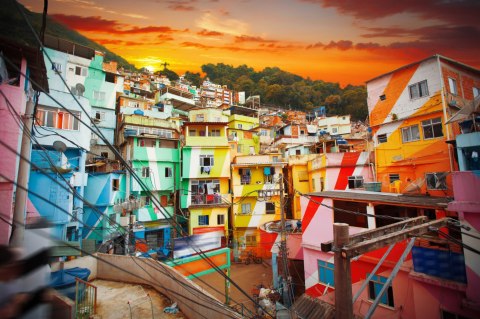 Obraz Wieloczęściowy Centrum Rio De Janeiro I Kolorowa Fawela Obraz Wieloczęściowy Centrum Rio De Janeiro I Kolorowa Fawela