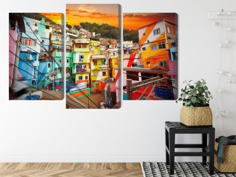 Obraz Wieloczęściowy Centrum Rio De Janeiro I Kolorowa Fawela Obraz Wieloczęściowy Centrum Rio De Janeiro I Kolorowa Fawela