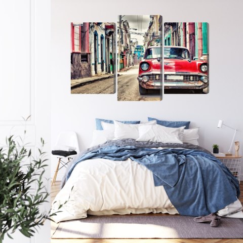 Obraz Wieloczęściowy Czerwony Samochód Chevroleta W Stylu Retro Obraz Wieloczęściowy Czerwony Samochód Chevroleta W Stylu Retro