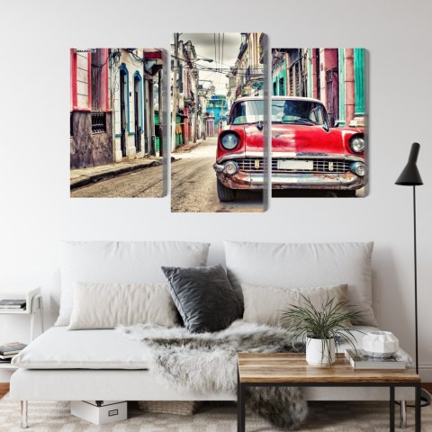 Obraz Wieloczęściowy Czerwony Samochód Chevroleta W Stylu Retro Obraz Wieloczęściowy Czerwony Samochód Chevroleta W Stylu Retro