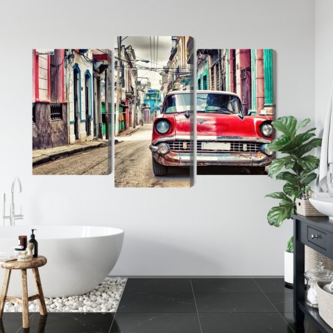 Obraz Wieloczęściowy Czerwony Samochód Chevroleta W Stylu Retro Obraz Wieloczęściowy Czerwony Samochód Chevroleta W Stylu Retro