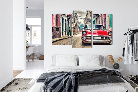 Obraz Wieloczęściowy Czerwony Samochód Chevroleta W Stylu Retro Obraz Wieloczęściowy Czerwony Samochód Chevroleta W Stylu Retro