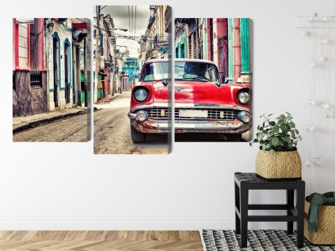 Obraz Wieloczęściowy Czerwony Samochód Chevroleta W Stylu Retro Obraz Wieloczęściowy Czerwony Samochód Chevroleta W Stylu Retro