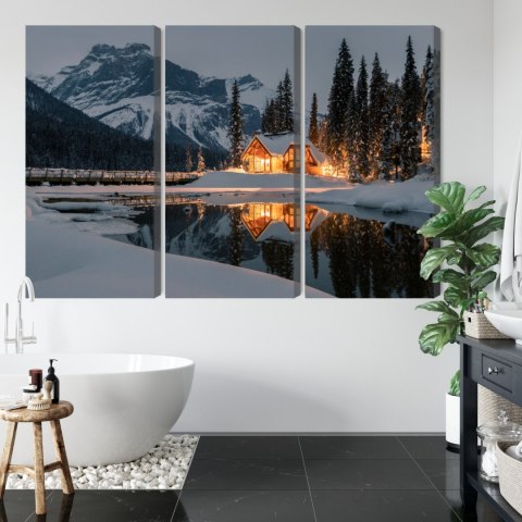 Obraz Wieloczęściowy Emerald Lake W Kanadzie Zimą Obraz Wieloczęściowy Emerald Lake W Kanadzie Zimą