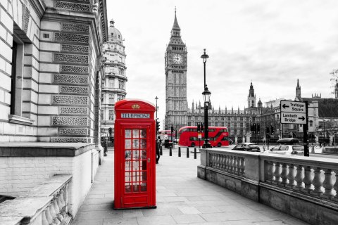 Obraz Wieloczęściowy Londyńska Budka Telefoniczna I Big Ben Obraz Wieloczęściowy Londyńska Budka Telefoniczna I Big Ben