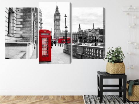Obraz Wieloczęściowy Londyńska Budka Telefoniczna I Big Ben Obraz Wieloczęściowy Londyńska Budka Telefoniczna I Big Ben