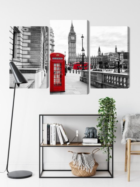 Obraz Wieloczęściowy Londyńska Budka Telefoniczna I Big Ben Obraz Wieloczęściowy Londyńska Budka Telefoniczna I Big Ben