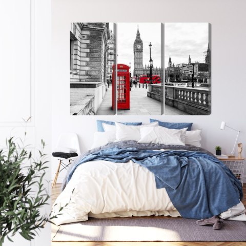 Obraz Wieloczęściowy Londyńska Budka Telefoniczna I Big Ben Obraz Wieloczęściowy Londyńska Budka Telefoniczna I Big Ben