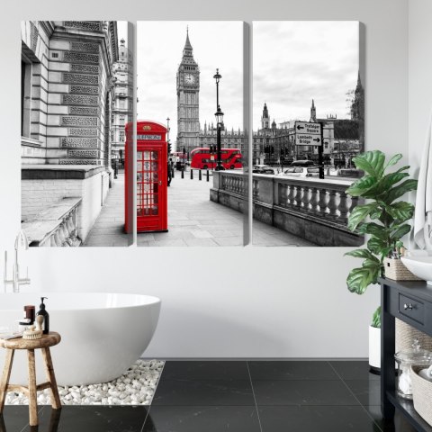 Obraz Wieloczęściowy Londyńska Budka Telefoniczna I Big Ben Obraz Wieloczęściowy Londyńska Budka Telefoniczna I Big Ben