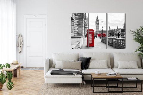 Obraz Wieloczęściowy Londyńska Budka Telefoniczna I Big Ben Obraz Wieloczęściowy Londyńska Budka Telefoniczna I Big Ben