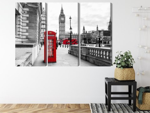 Obraz Wieloczęściowy Londyńska Budka Telefoniczna I Big Ben Obraz Wieloczęściowy Londyńska Budka Telefoniczna I Big Ben