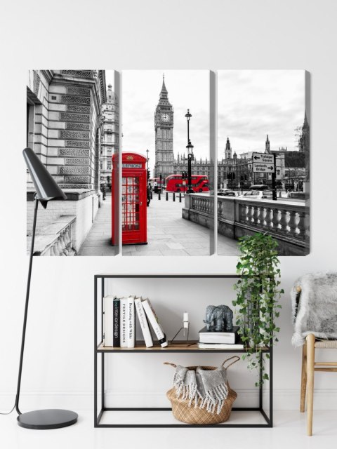 Obraz Wieloczęściowy Londyńska Budka Telefoniczna I Big Ben Obraz Wieloczęściowy Londyńska Budka Telefoniczna I Big Ben