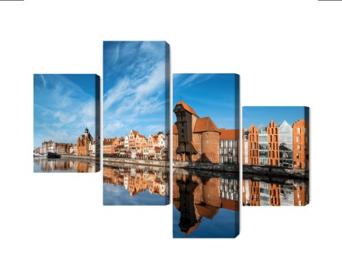 Obraz Wieloczęściowy Panorama Gdańska Z Widokiem Na Rzekę Obraz Wieloczęściowy Panorama Gdańska Z Widokiem Na Rzekę