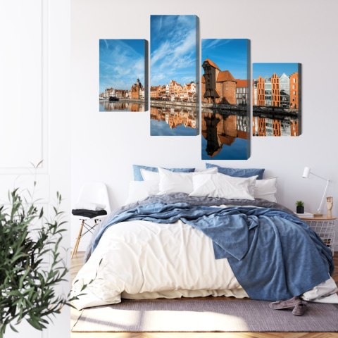 Obraz Wieloczęściowy Panorama Gdańska Z Widokiem Na Rzekę Obraz Wieloczęściowy Panorama Gdańska Z Widokiem Na Rzekę