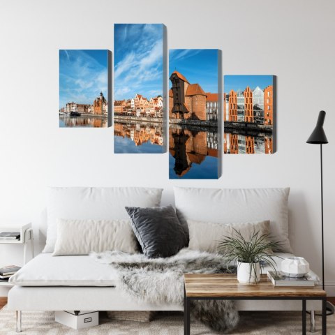 Obraz Wieloczęściowy Panorama Gdańska Z Widokiem Na Rzekę Obraz Wieloczęściowy Panorama Gdańska Z Widokiem Na Rzekę
