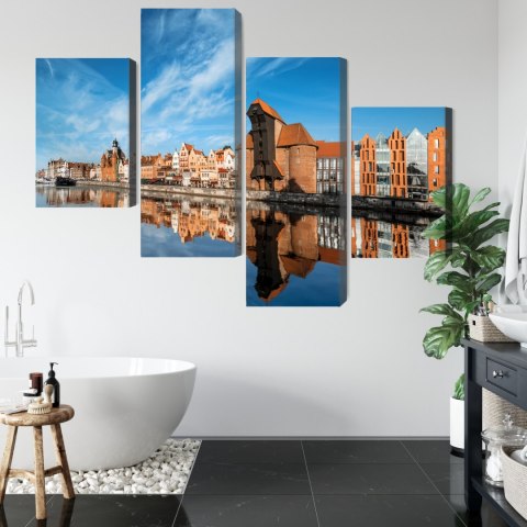 Obraz Wieloczęściowy Panorama Gdańska Z Widokiem Na Rzekę Obraz Wieloczęściowy Panorama Gdańska Z Widokiem Na Rzekę