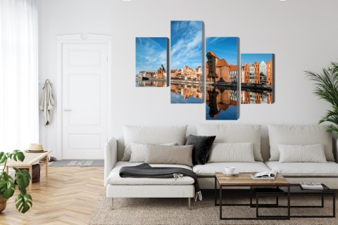 Obraz Wieloczęściowy Panorama Gdańska Z Widokiem Na Rzekę Obraz Wieloczęściowy Panorama Gdańska Z Widokiem Na Rzekę