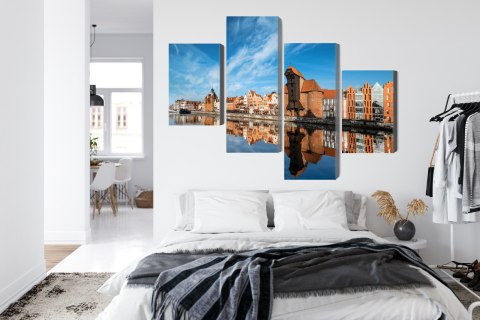 Obraz Wieloczęściowy Panorama Gdańska Z Widokiem Na Rzekę Obraz Wieloczęściowy Panorama Gdańska Z Widokiem Na Rzekę