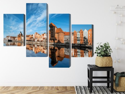 Obraz Wieloczęściowy Panorama Gdańska Z Widokiem Na Rzekę Obraz Wieloczęściowy Panorama Gdańska Z Widokiem Na Rzekę