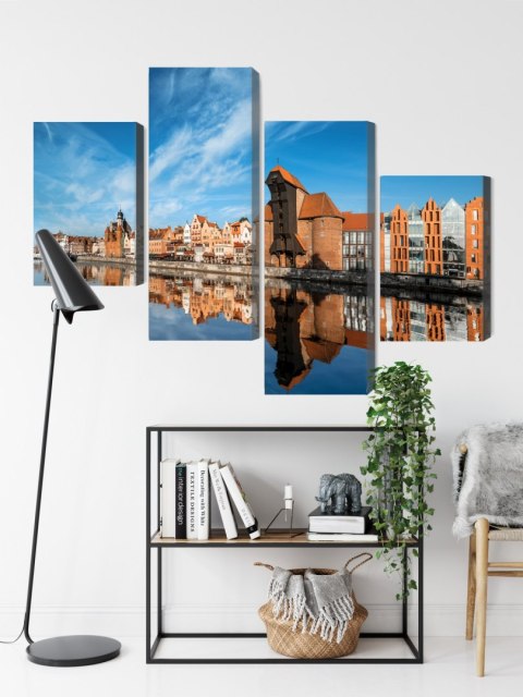 Obraz Wieloczęściowy Panorama Gdańska Z Widokiem Na Rzekę Obraz Wieloczęściowy Panorama Gdańska Z Widokiem Na Rzekę