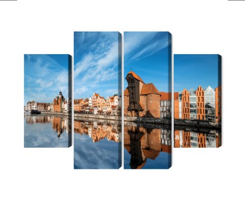 Obraz Wieloczęściowy Panorama Gdańska Z Widokiem Na Rzekę Obraz Wieloczęściowy Panorama Gdańska Z Widokiem Na Rzekę