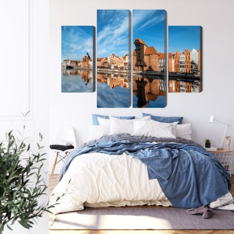 Obraz Wieloczęściowy Panorama Gdańska Z Widokiem Na Rzekę Obraz Wieloczęściowy Panorama Gdańska Z Widokiem Na Rzekę