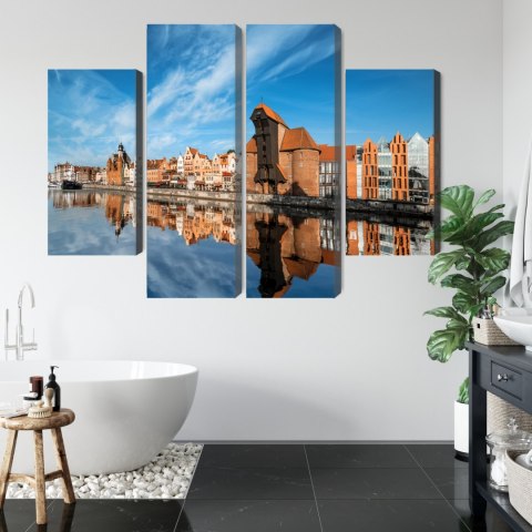 Obraz Wieloczęściowy Panorama Gdańska Z Widokiem Na Rzekę Obraz Wieloczęściowy Panorama Gdańska Z Widokiem Na Rzekę