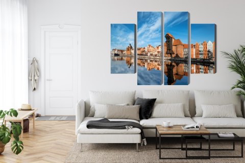 Obraz Wieloczęściowy Panorama Gdańska Z Widokiem Na Rzekę Obraz Wieloczęściowy Panorama Gdańska Z Widokiem Na Rzekę