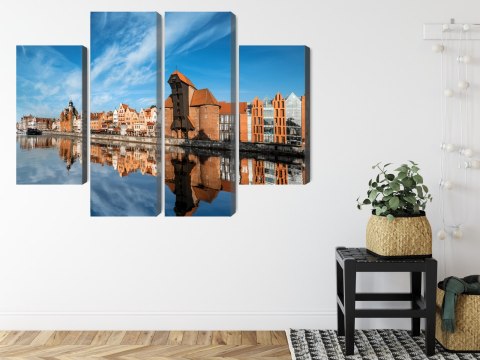 Obraz Wieloczęściowy Panorama Gdańska Z Widokiem Na Rzekę Obraz Wieloczęściowy Panorama Gdańska Z Widokiem Na Rzekę