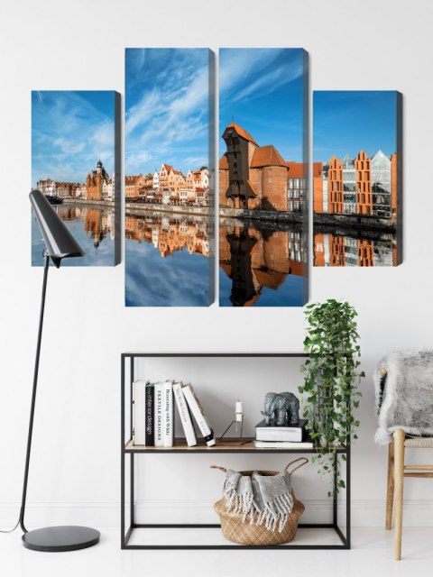 Obraz Wieloczęściowy Panorama Gdańska Z Widokiem Na Rzekę Obraz Wieloczęściowy Panorama Gdańska Z Widokiem Na Rzekę