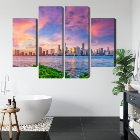 Obraz Wieloczęściowy Panorama Miami Podczas Zachodu Słońca