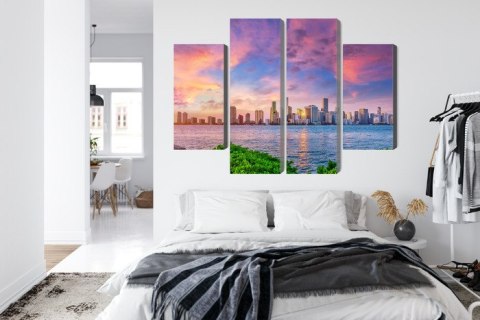 Obraz Wieloczęściowy Panorama Miami Podczas Zachodu Słońca