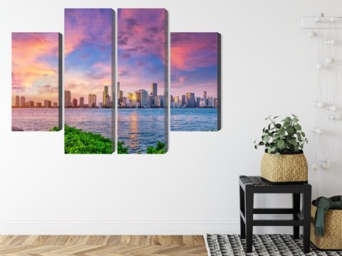Obraz Wieloczęściowy Panorama Miami Podczas Zachodu Słońca