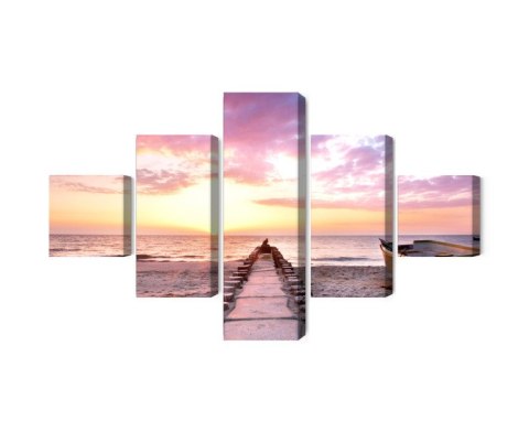 Obraz Wieloczęściowy Łódź Na Plaży 3D Obraz Wieloczęściowy Łódź Na Plaży 3D