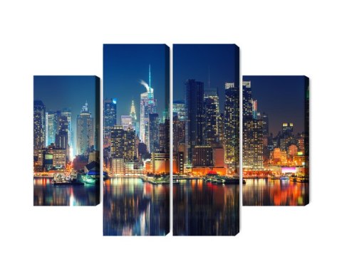 Obraz Wieloczęściowy Panoramiczny Widok Na Manhattan Nocą Obraz Wieloczęściowy Panoramiczny Widok Na Manhattan Nocą