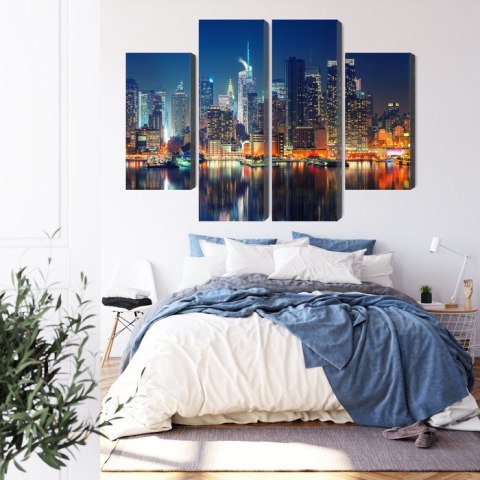 Obraz Wieloczęściowy Panoramiczny Widok Na Manhattan Nocą Obraz Wieloczęściowy Panoramiczny Widok Na Manhattan Nocą
