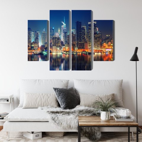 Obraz Wieloczęściowy Panoramiczny Widok Na Manhattan Nocą Obraz Wieloczęściowy Panoramiczny Widok Na Manhattan Nocą